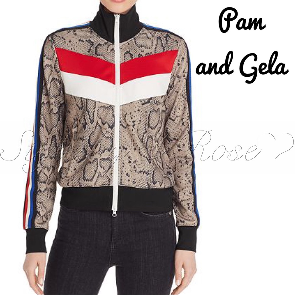 COPY - Pam and Gela Snakeskin Colorblock Track Jacket